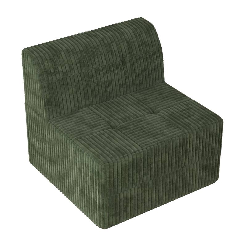 97.25" Modular L-Shaped Corduroy Sectional Sofa with No-Assembly Foam Construction & Convertible Sleeper Function