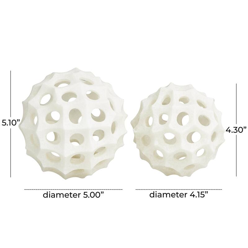 Polystone Abstract Decorative Orbs & Vase Filler - Set of 2 Cream - Roche River Decor
