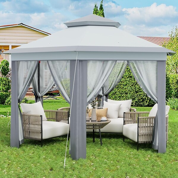 Pop Up Gazebo,Double Vented Roof Sun Shelter with Adjustable