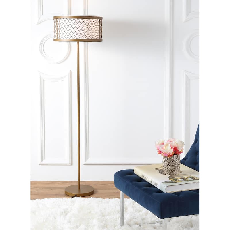 SAFAVIEH Lighting 58-inch Evie Mesh Gold 2-light Floor Lamp - 16"x16"x58.25"