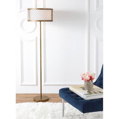 SAFAVIEH Lighting 58-inch Evie Mesh Gold 2-light Floor Lamp - 16"x16"x58.25"