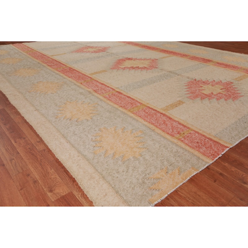 Hand Woven Oriental 100% Jute Carpet Southwestern Modern Beige & Ivories Kilim Area Rug - 11' 8'' X 9' 6''