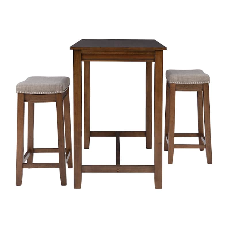 3-Piece Counter Table and Stools - 47.25" - Brown and Beige