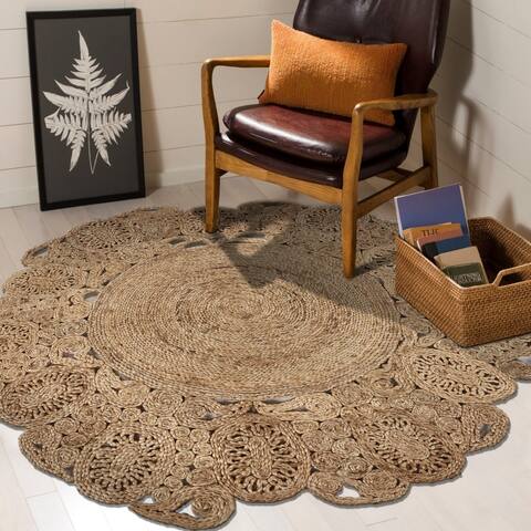 LR Home Organic Jute Medallion Area Rug, Natural