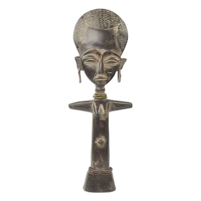 Novica Handmade Ashanti Fertility Doll V African Wood Sculpture