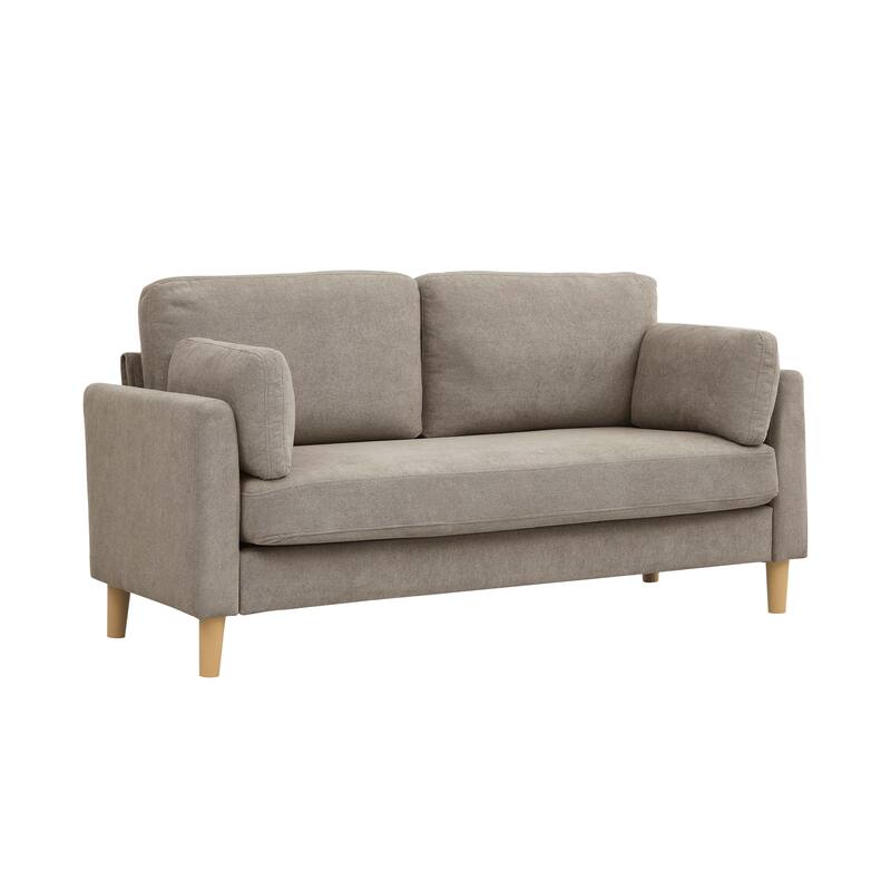 2-Seater Khaki Polyester Sofa