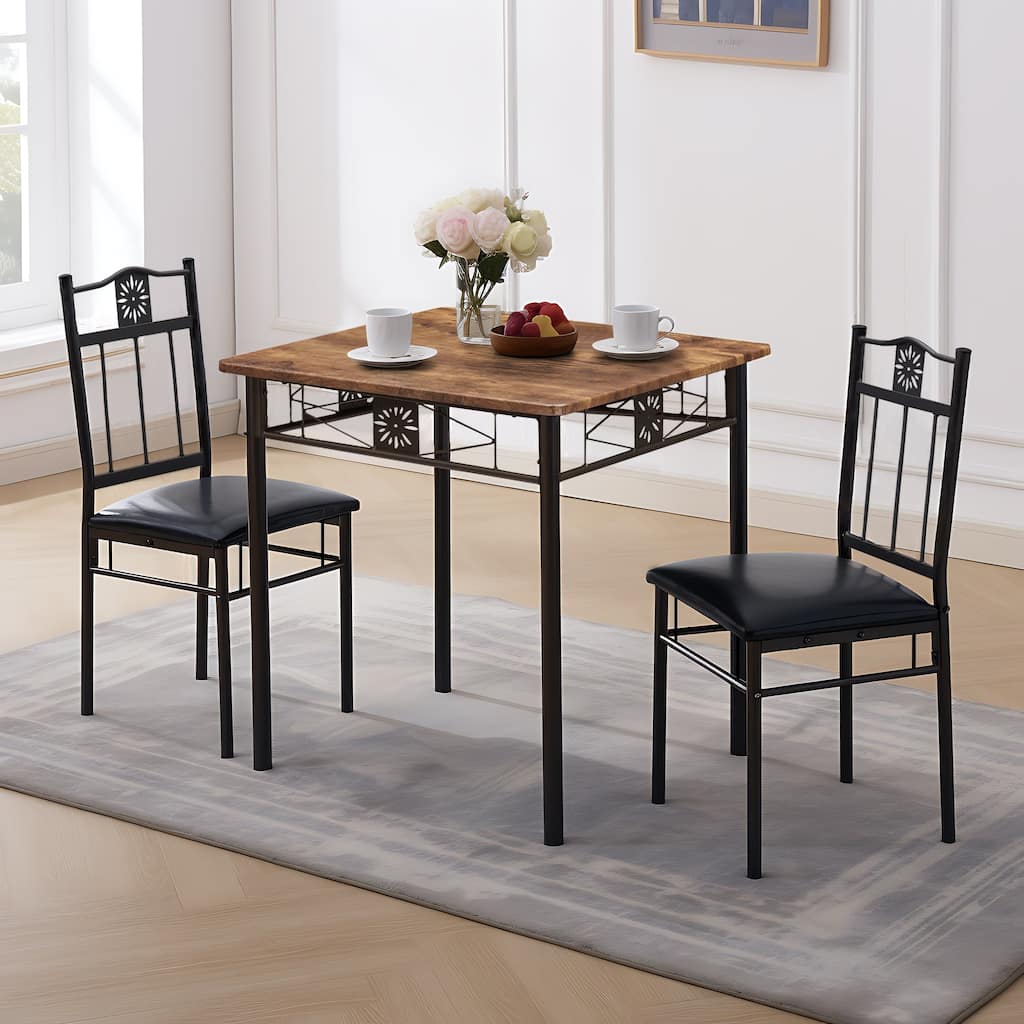 Javlergo 3-Piece Dining Set with Wooden Table and 2 Chairs for Kitchen Dining Room