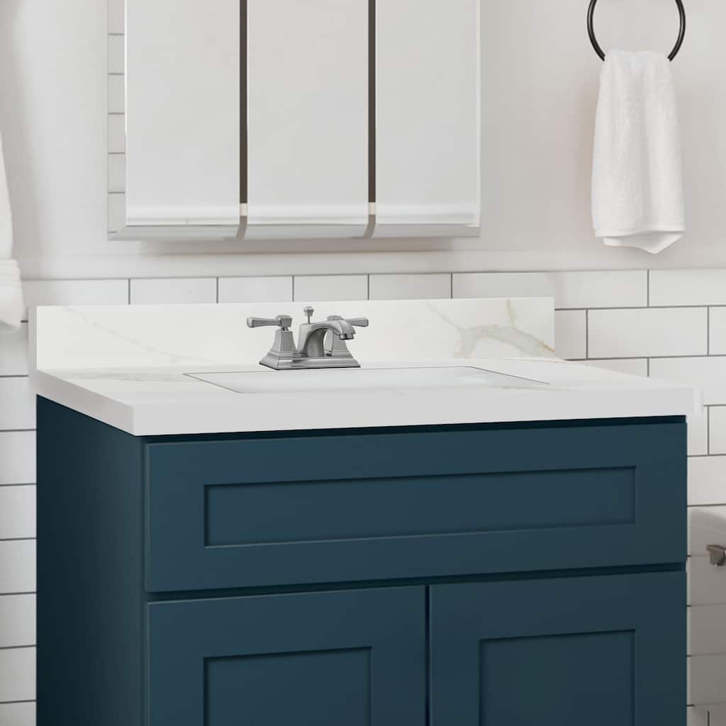 Calesco Calacatta Quartz Bathroom Vanity Top with Sink and Backsplash