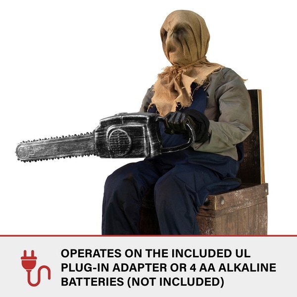 Haunted Hill Farm Chainsaw Rusty the Sitting Scarecrow by Tekky