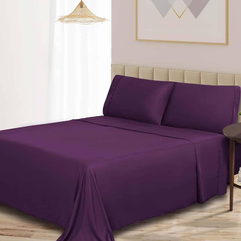 Superior Rayon from Bamboo 300 Thread Count Deep Pocket Sheet Set - Twin XL - Purple