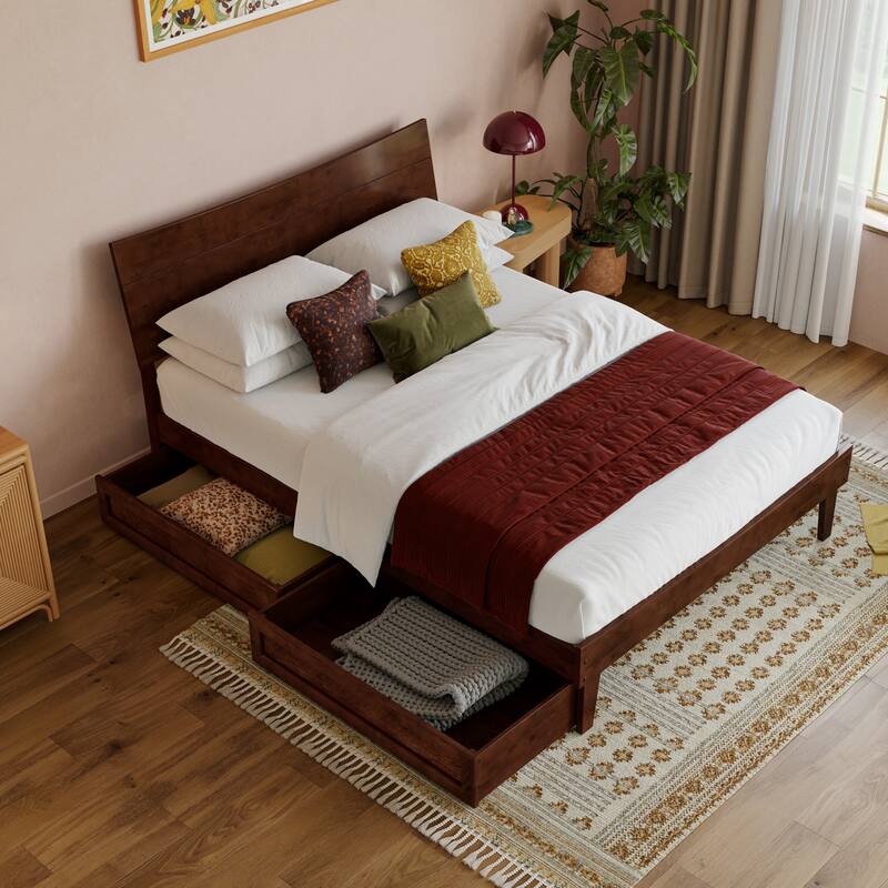 Phoenix Wood Platform Bed with Storage Drawers
