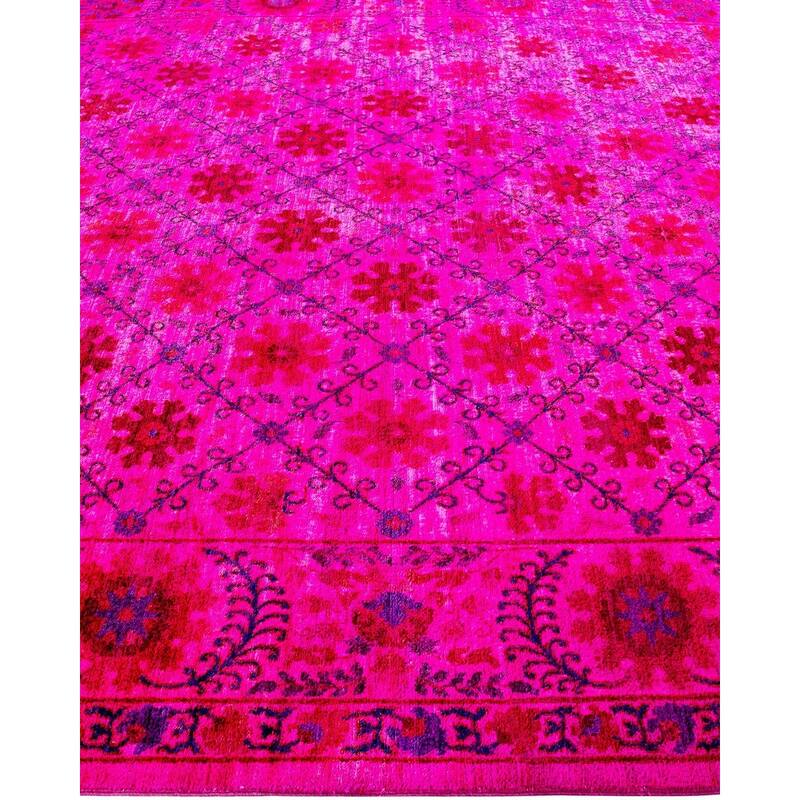 Overdyed, One-of-a-Kind Hand-Knotted Area Rug - Pink - 7' 10" x 10' 2"