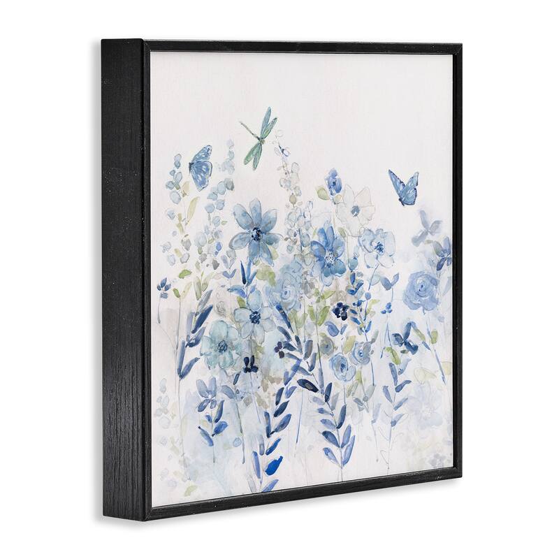 Stupell Delicate Blue Floral Garden Framed Giclee Art by Sally Swatland