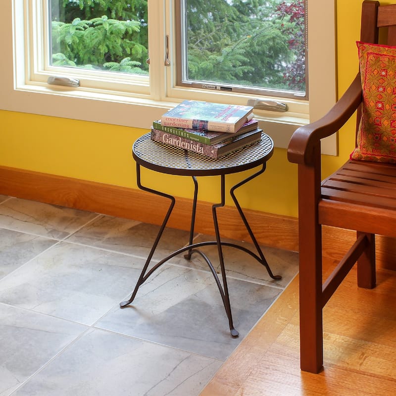 Achla Designs 18.5" H Round Roman Bronze Wrought Iron Capri Plant Stand, Powder Coated Finish