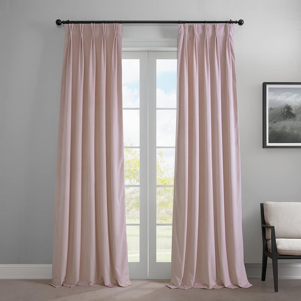 Exclusive Fabrics French Pleat Heritage Plush Velvet Room Darkening Curtains For Bedroom & Living Room Curtains (1 Panel)
