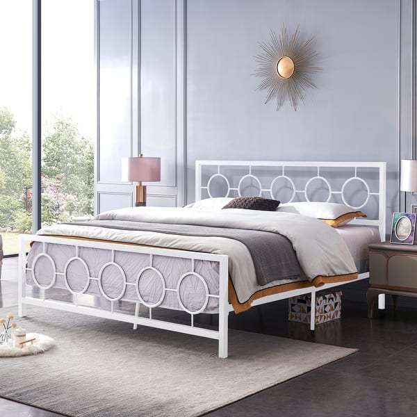 slide 2 of 20, Francoise Modern Iron King Bed by Christopher Knight Home