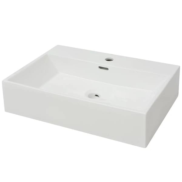 vidaXL Basin with Faucet Hole Ceramic White 23.8"x16.7"x5.7"