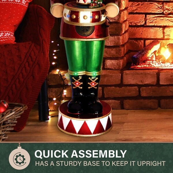 Fraser Hill Farm 4-Ft. Metallic Nutcracker Statue with LED Lights