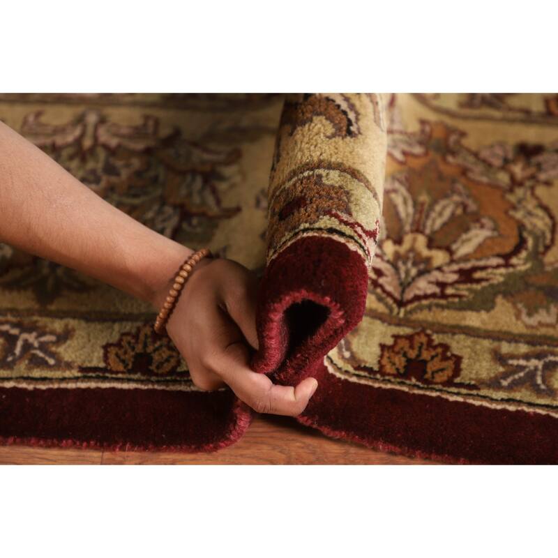 Red Floral Agra Indian Area Rug Hand-Knotted Wool Carpet - 8'3"x 10'1"