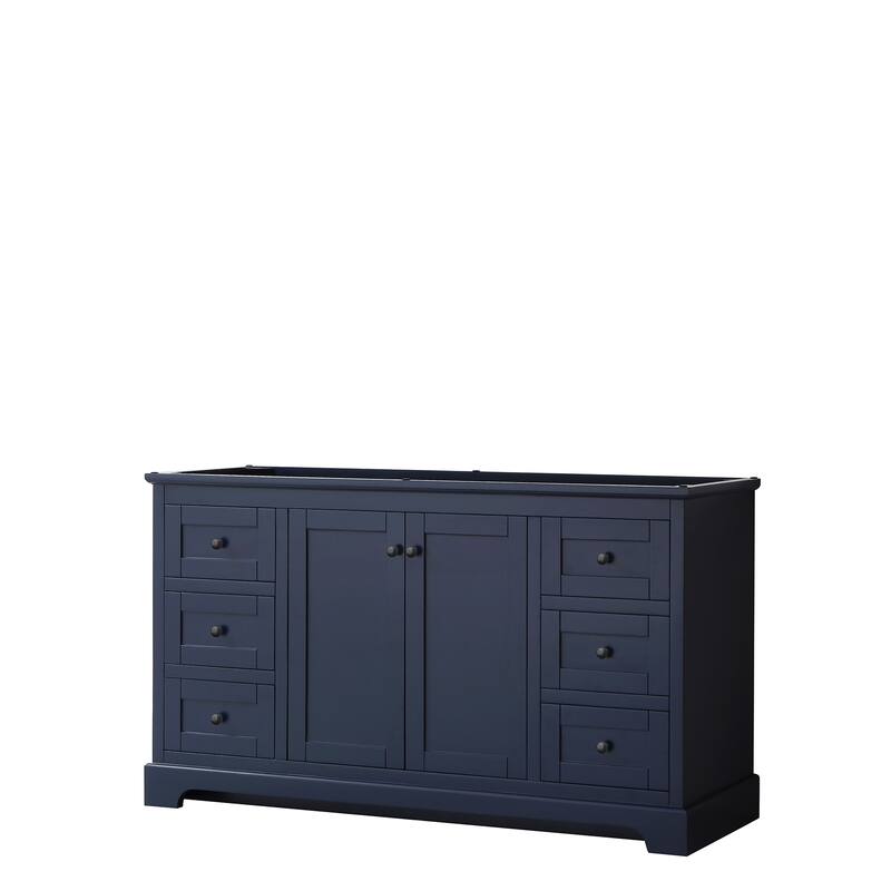 Avery 60-inch Single Vanity, No Top, No Sink, No Mirror - Dark Blue, Black Trim, No Top