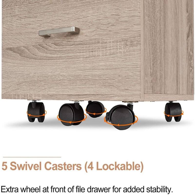 Zimtown 3-Drawer Rolling Wood File Cabinet with Lock