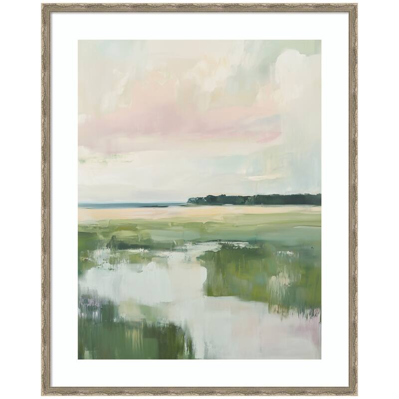 Kate and Laurel Framed Art Pastel Horizon I by Amy Lighthall - 34x42 - Silver