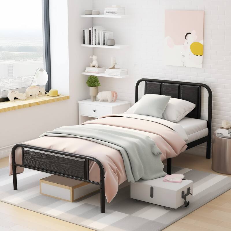 VECELO Platform Bed Frame with Wood Headboard,Twin/Full/Queen Size Bed