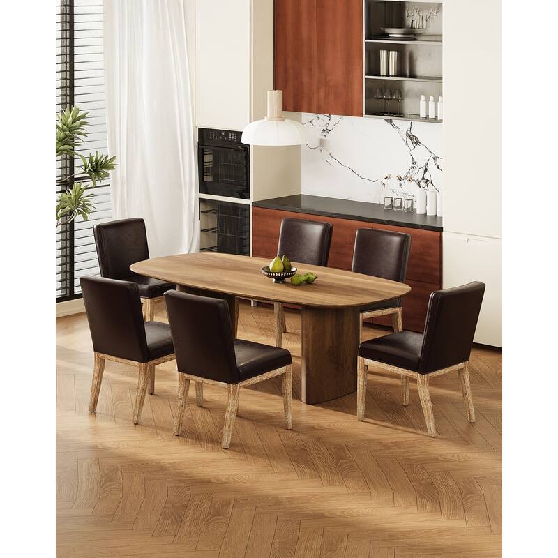 Multiple pieces of medieval-style dining chairs Wood Legs - Brown - Set of 6