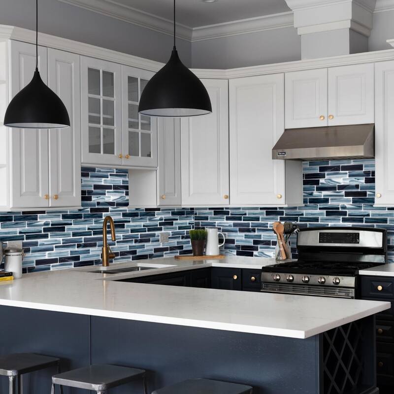 Island Antigua 12x12 Polished Glass Brick Mosaic Tile - Wall, Backsplash