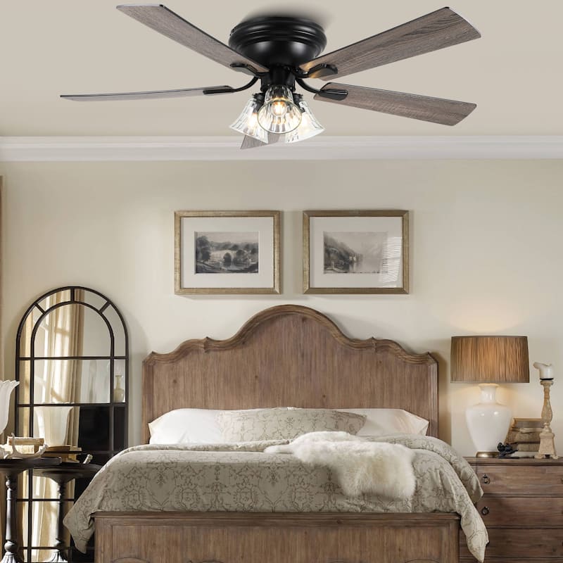 Bella Depot 52" Flush Mount Ceiling Fan with Light and Remote Control - 52 Inches