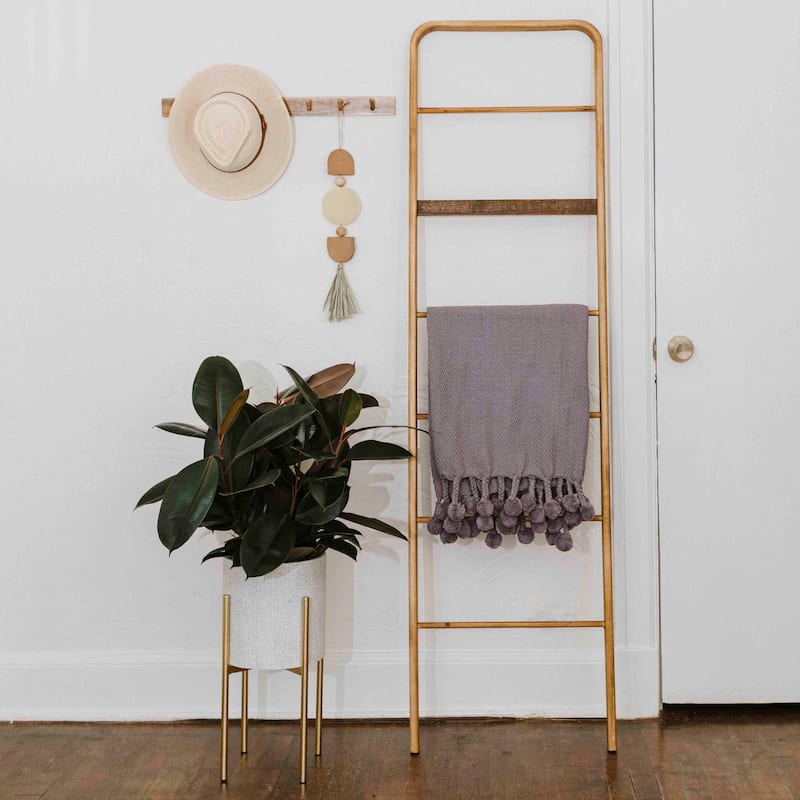 Woven Cotton Pom Pom Throw