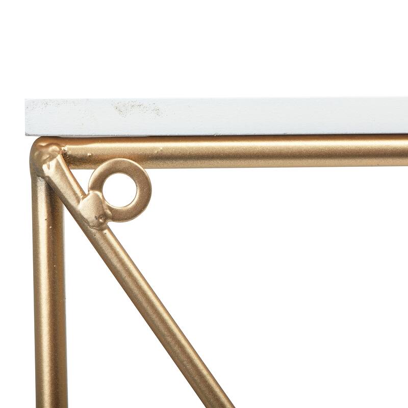 Wood and Iron Rectangle Wall Shelf