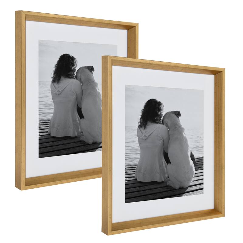 Kate and Laurel Calter Inset Picture Frame Set - 14x18 matted to 11x14 - Gold