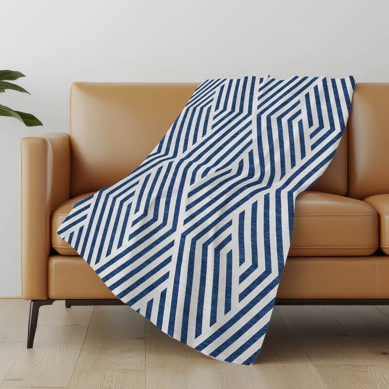 Premium Machine Washable Contemporary Geo Sherpa Throw Blanket