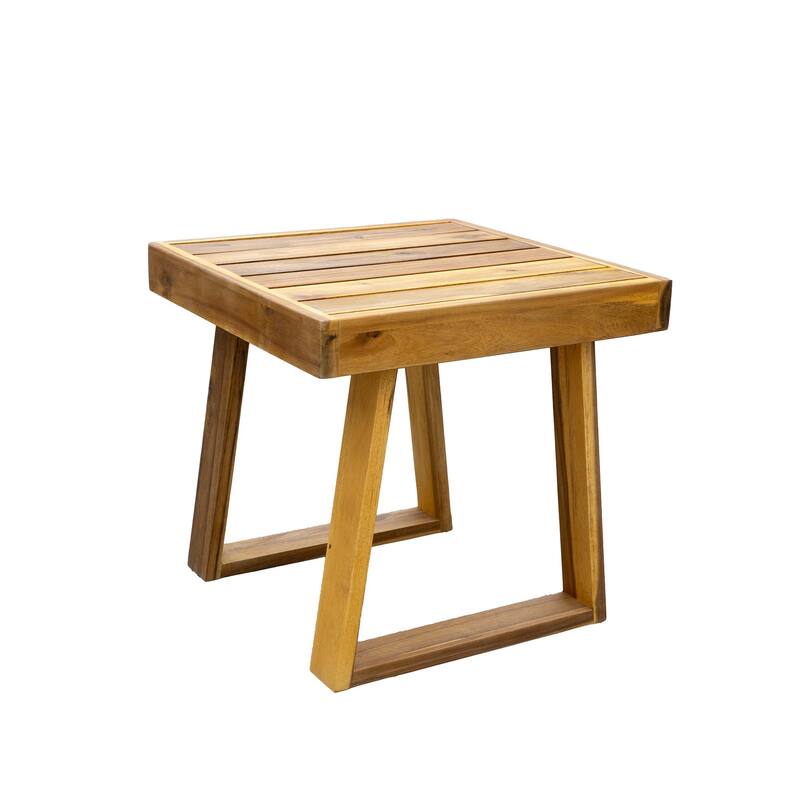 Outdoor Acacia Wood Lounge Set Includes Accent Chair, Ottoman and Side Table, 3-Piece Patio Sofa Chair Set for Garden Balcony