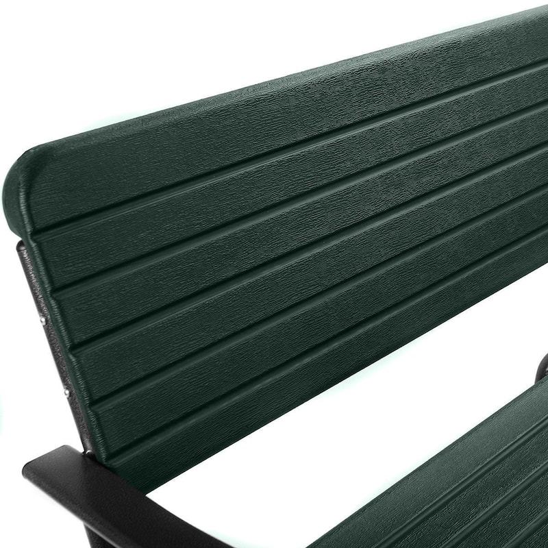 Outdoor Patio Steel Swing Bench Loveseat - 46.5" x 28.7" x 34.6" (L x W x H)