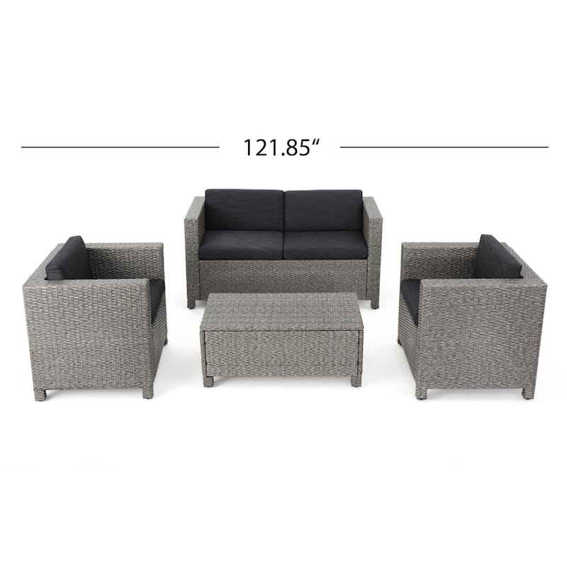 Puerta Outdoor 4-piece Chat Set with Cover by Christopher Knight Home