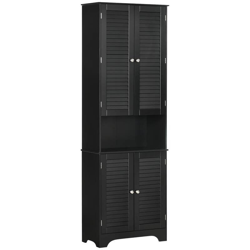 HOMCOM Freestanding Bathroom Storage Cabinet with Shutter Doors and Adjustable Shelves, Toilet Vanity Cabinet