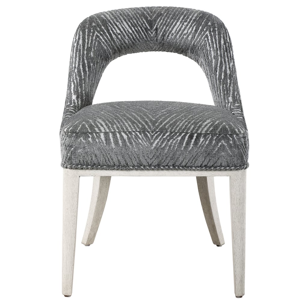 30" Gray and White Decorative Accent Chair