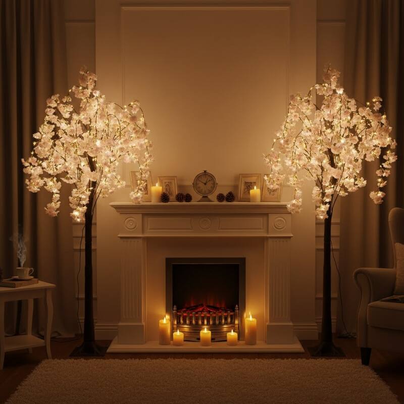 6ft Lighted Cherry Blossom Tree Floor Lamp