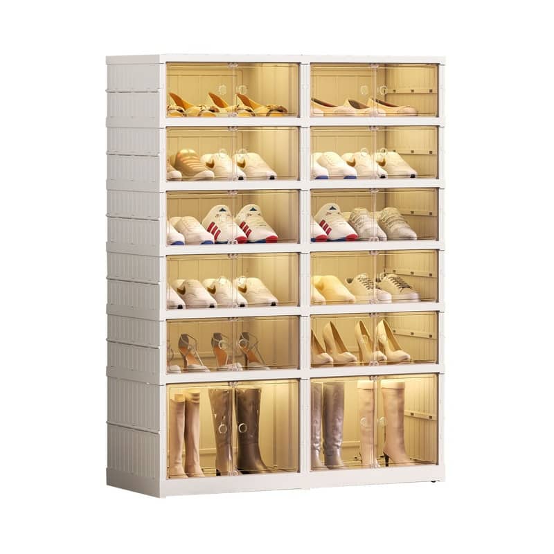 Mieres Shoe Storage Cabinet, 6-Tier Large Modern Shoe Organizer Cabinet with Doors, Foldable Shoe Rack Organizer