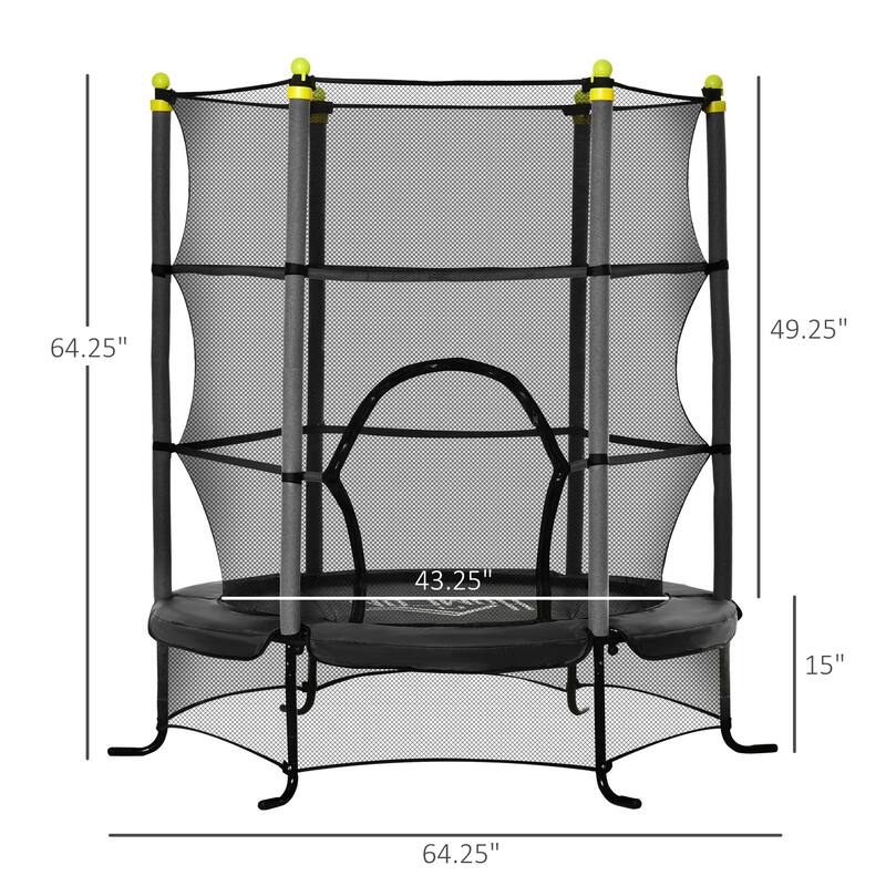 Soozier 5.3' Kids Trampoline, 64" Indoor Trampoline for Kids with Safety Enclosure for 3-10 Year Olds, Indoor & Outdoor Use