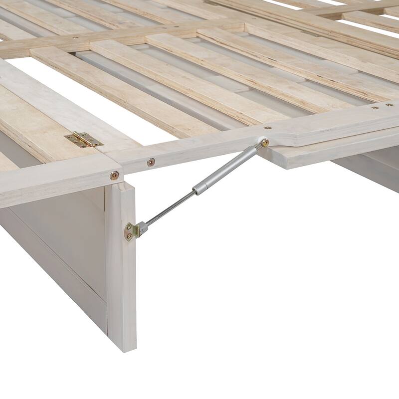 Space-Saving Queen Murphy Bed with Storage Drawers, USB Ports & Outlets, Brushed White/Gray Finish