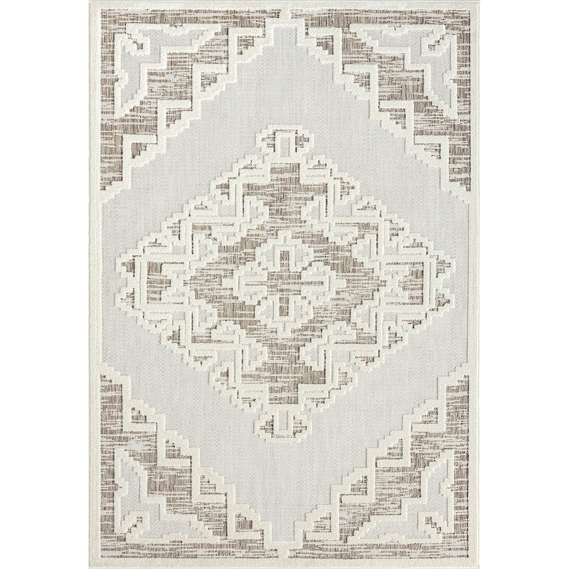 Abani Rugs Dusk Collection DUS140A Tribal Medallion Beige Area Rug