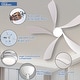 preview thumbnail 15 of 71, 45 Inch / 52 Inch White Ceiling Fan with Dimmable LED Light and Remote, 6-Speed Reversible DC Motor, ABS Blades