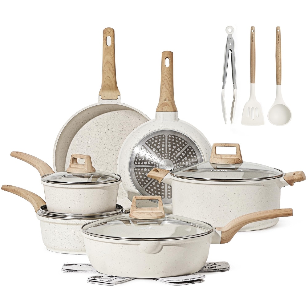 CAROTE Pots and Pans Set, 14pcs Kitchen Cookware Sets, Induction Pots and  Pans Nonstick, Cooking Pans Pots Set, Cream Beige, All Stoves Compatible
