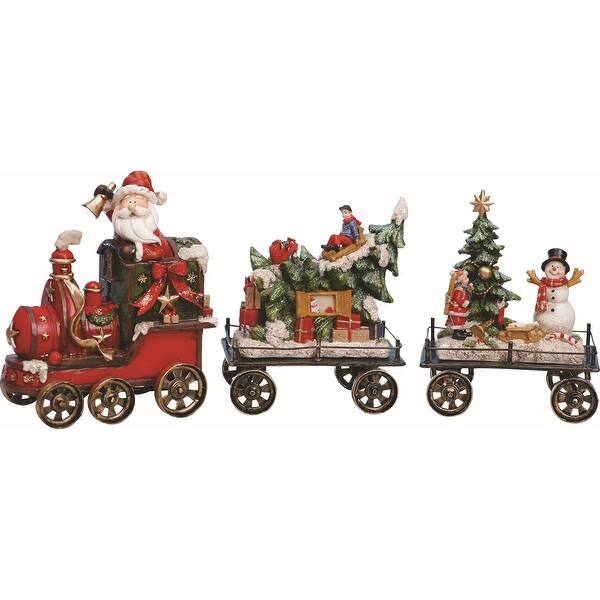 Transpac Resin Red Christmas Holiday Train Set of 3 - Overstock - 34328750