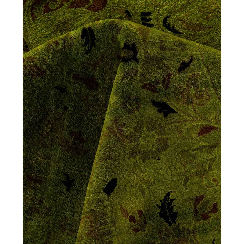 Overdyed One-of-a-Kind Hand-Knotted Area Rug - Green - 10' 2" x 13' 7"