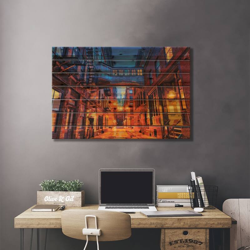 Tribeca Print On Wood by Marco Barberio - Multi-Color