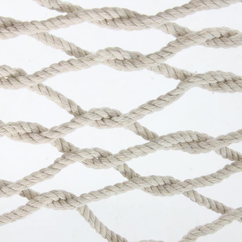 74" White Lattice Macrame Rope Hammock with Wooden Bars - 76"
